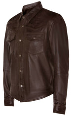 Mens Retro Leather Shirt Jeans Jacket-Beijing