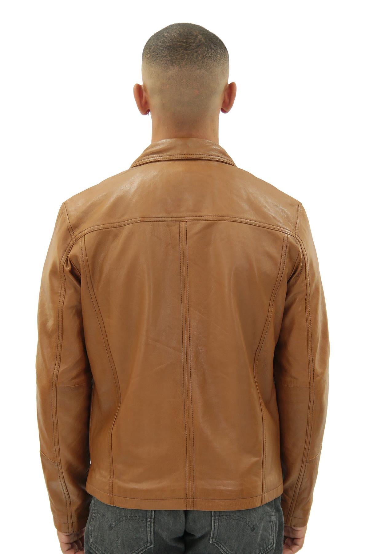 Mens Smart Classic Harrington Leather Jacket-New York