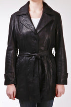 Womens 3/4 Length Tie Belt Trench Coat-Oldbury