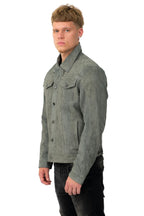 Mens Goat Suede Leather Jeans Jacket-Adelaide