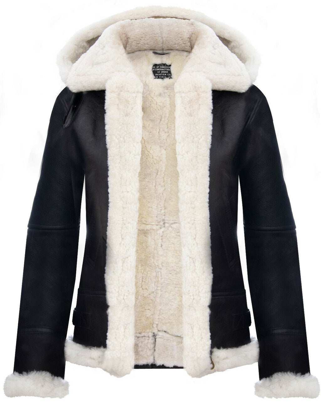 Womens Hooded Sheepskin Flying Leather Jacket-Palermo