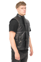 Mens Classic Leather Puffer Waistcoat-Nottingham