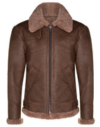 Mens B3 WW2 Sheepskin Leather Flying Aviator Jacket-Houston