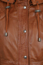 Women's ¾ Length Tan Leather Duffle Coat - 'BECKY'