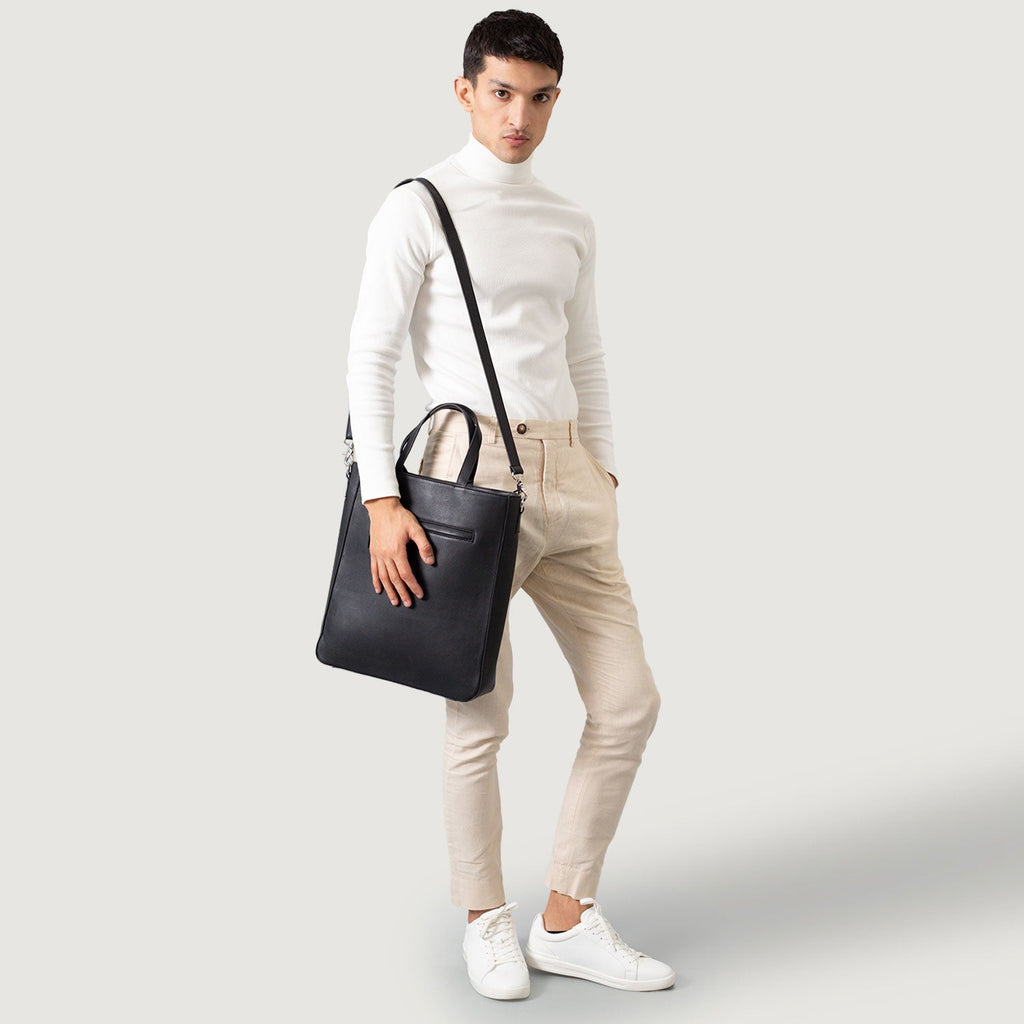 The Poet Black Leather Tote Bag