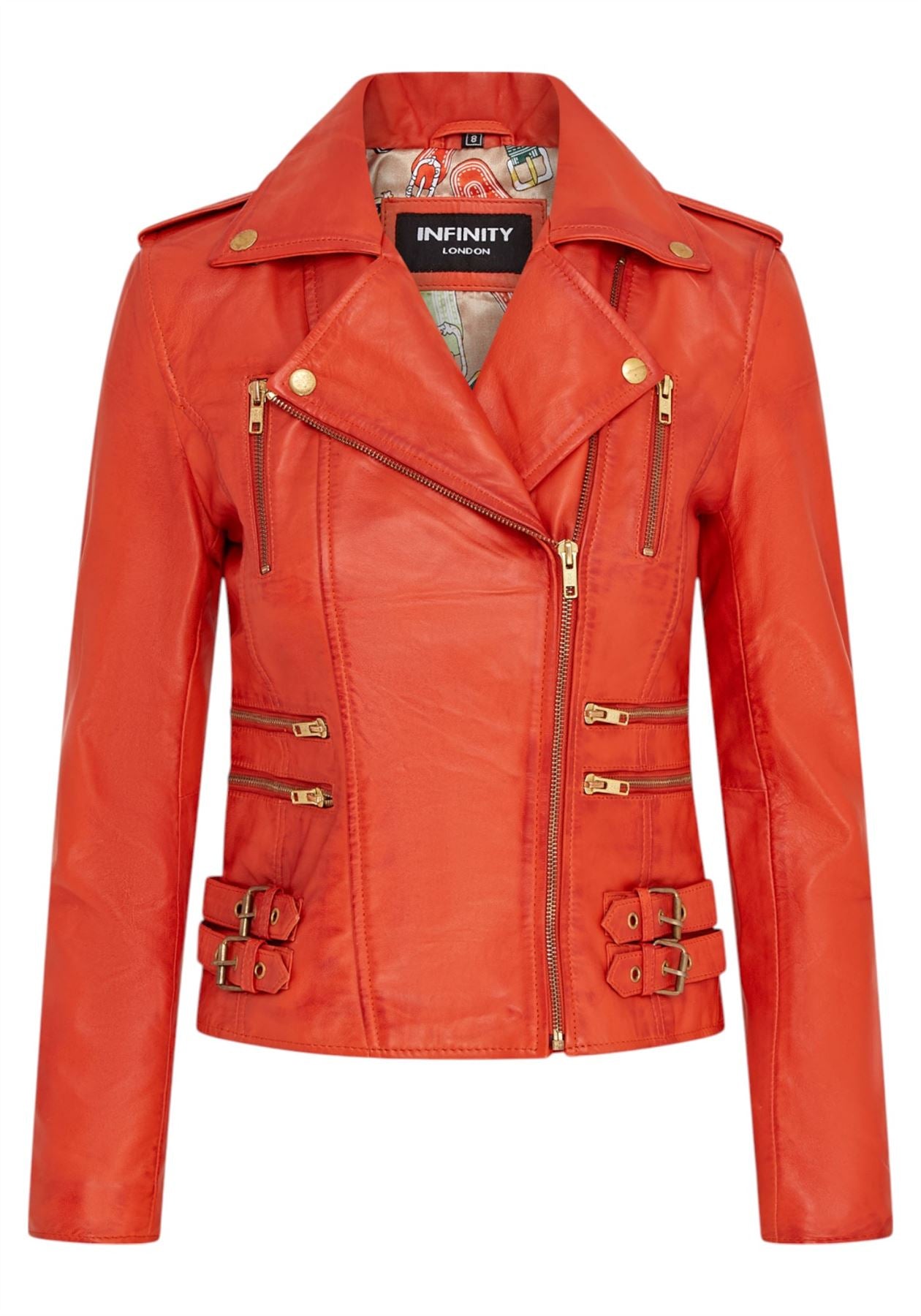 Womens Leather Vintage Brando Biker Jacket-Orlando