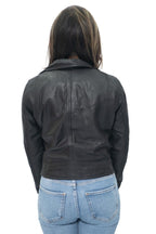 Womens Leather Classic Biker Brando Jacket-Baku