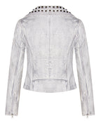 Womens Gothic Biker Leather Jacket with Studs-Bilbao