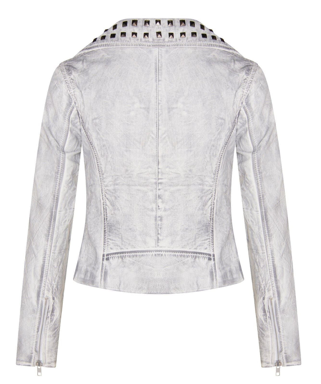 Womens Stud Goth Biker Leather Jacket-St. Albans