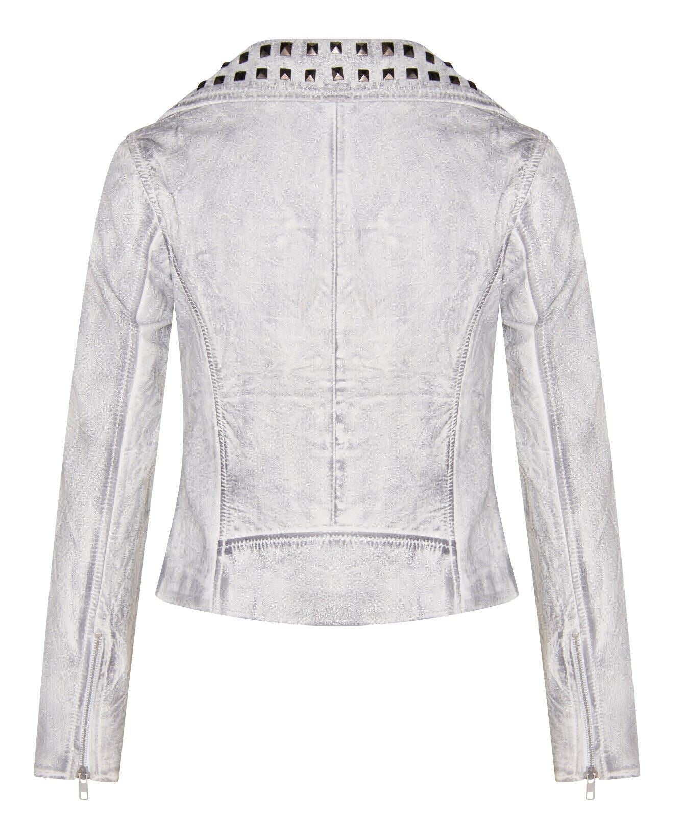 Womens Stud Goth Biker Leather Jacket-St. Albans