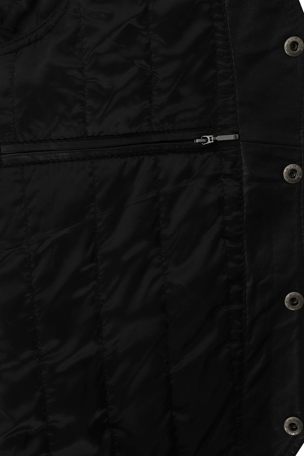 Men's Premium Lamb Nappa Leather Waistcoat TEDDY - Black Classic