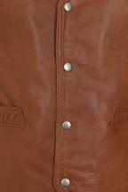 Men's Classic Tan Leather Waistcoat 'TEDDY' - Genuine Lamb Nappa