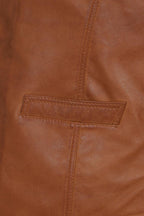 Men's Classic Tan Leather Waistcoat 'TEDDY' - Genuine Lamb Nappa