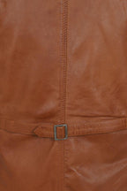 Men's Classic Tan Leather Waistcoat 'TEDDY' - Genuine Lamb Nappa