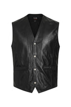 Men's Premium Lamb Nappa Leather Waistcoat TEDDY - Black Classic