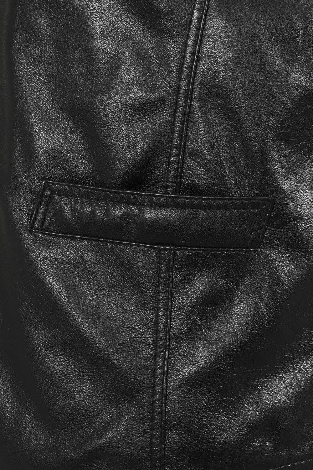 Men's Premium Lamb Nappa Leather Waistcoat TEDDY - Black Classic