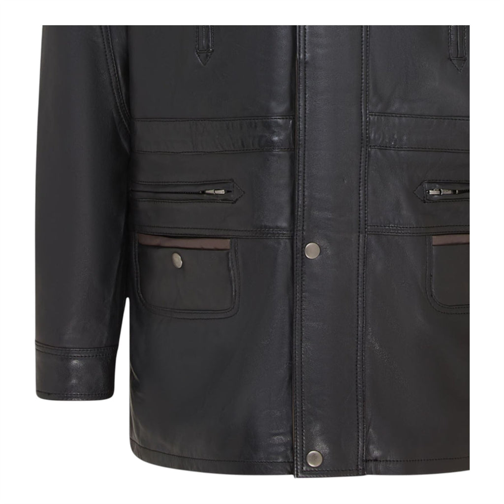 Mens Soft Italian Leather Parka Coat-Winnipeg
