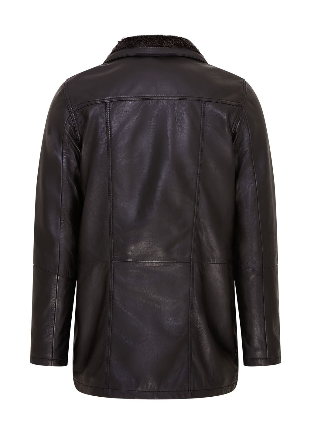 Mens Mid-Length Warm Leather Trench Coat - Varkaus