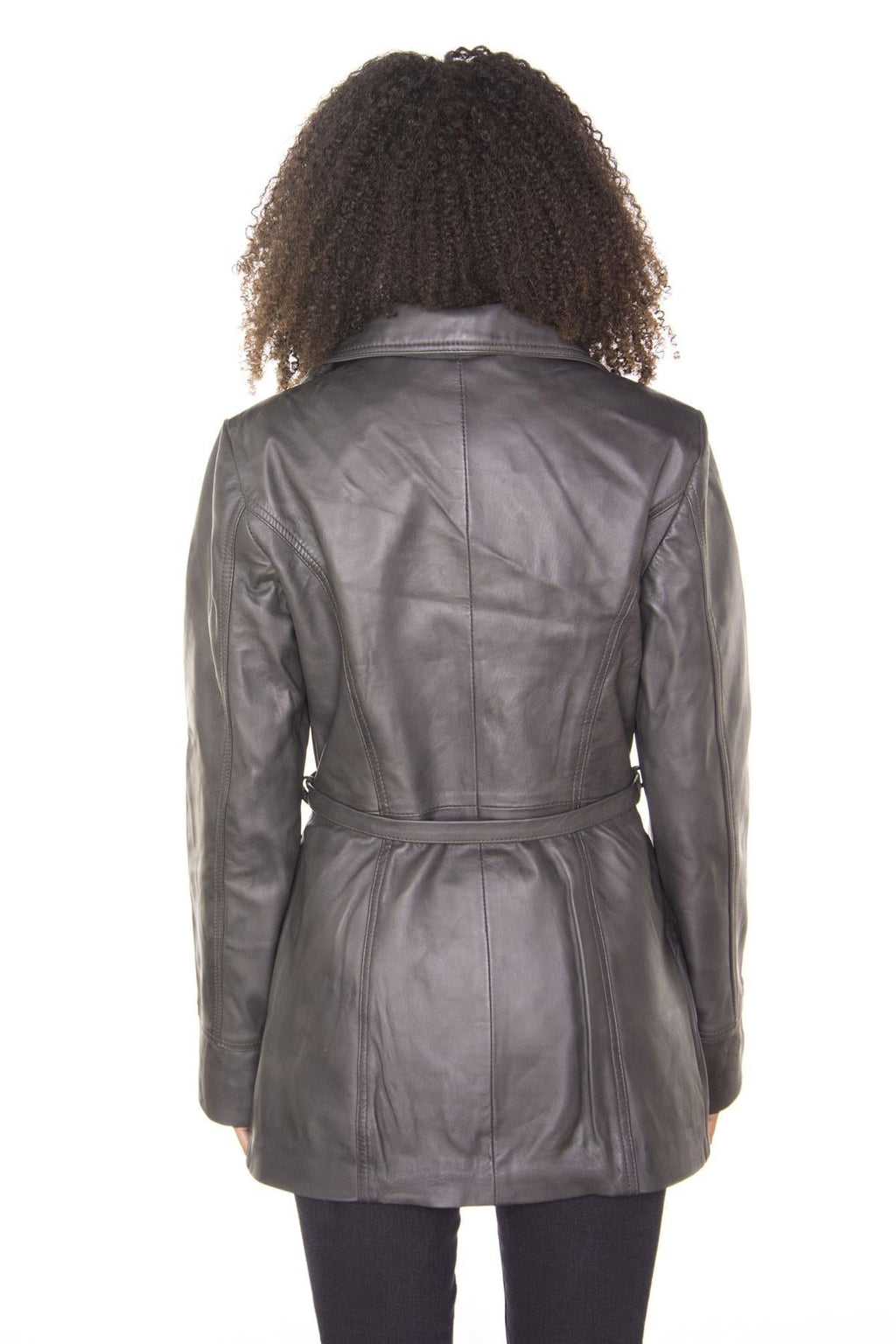 Womens Leather Long Biker Jacket-Muscat