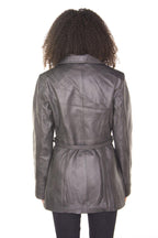 Womens Leather Long Biker Jacket-Muscat