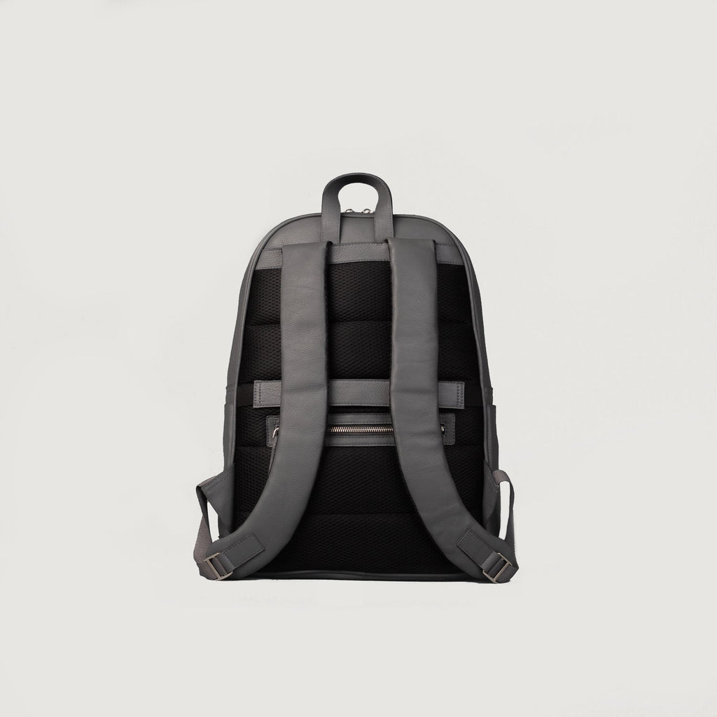 The Philos Grey Leather Backpack
