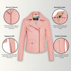 Women's Classic Brando Biker Leather Jacket - Broome