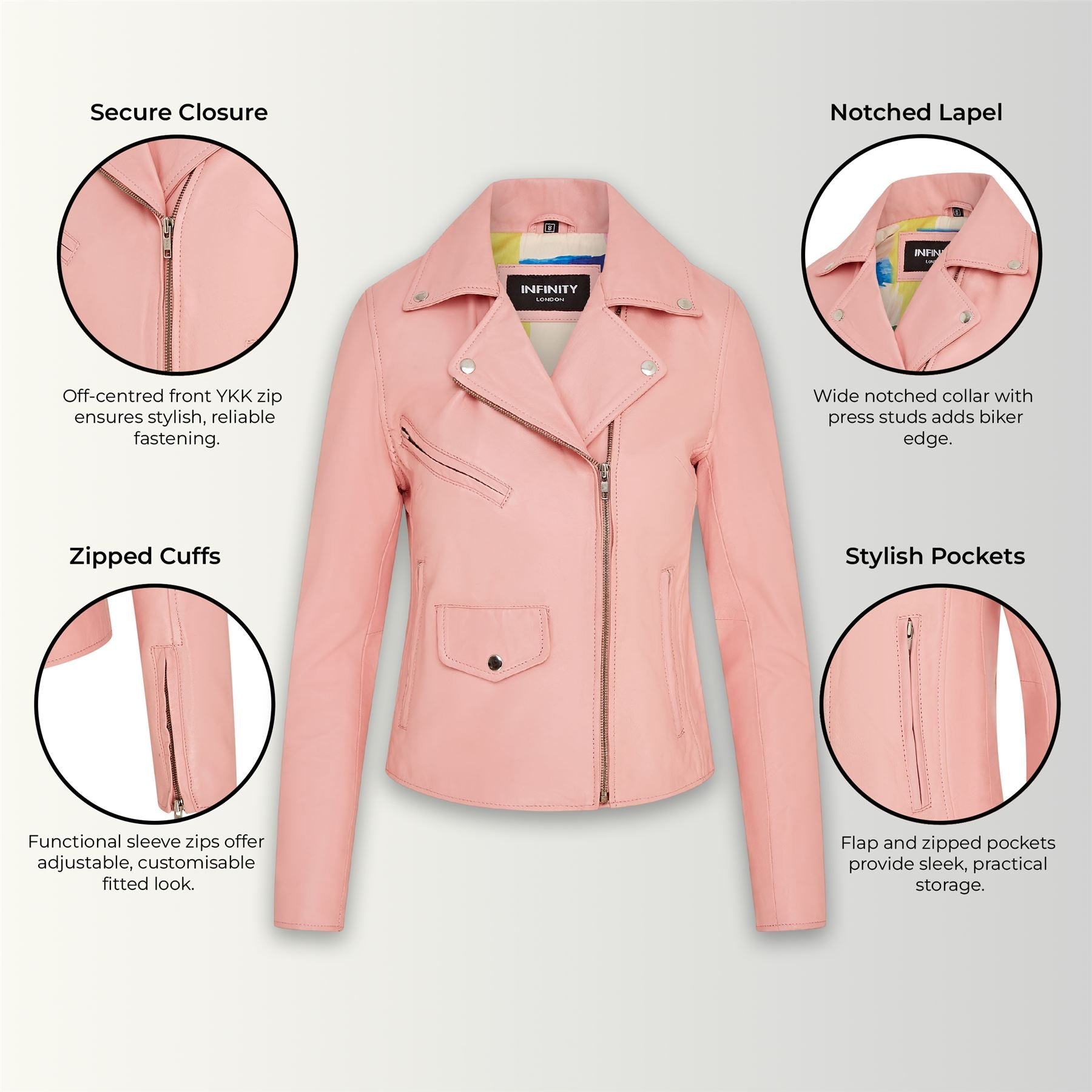 Women's Classic Brando Biker Leather Jacket - Broome