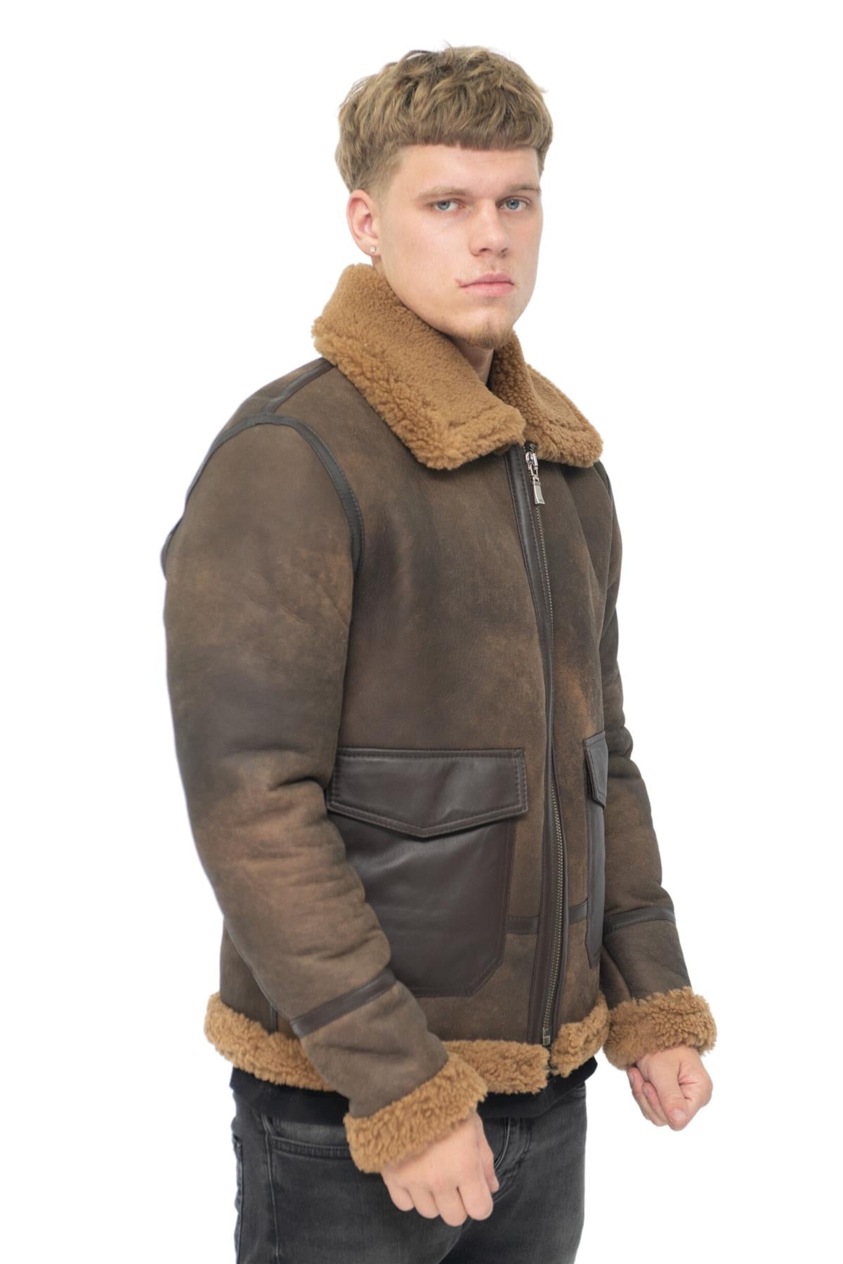 Mens Antique B3 Sheepskin Jacket-Aviles