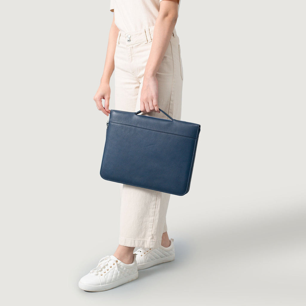 The Eclectic Midnight Blue Leather Folio Organizer