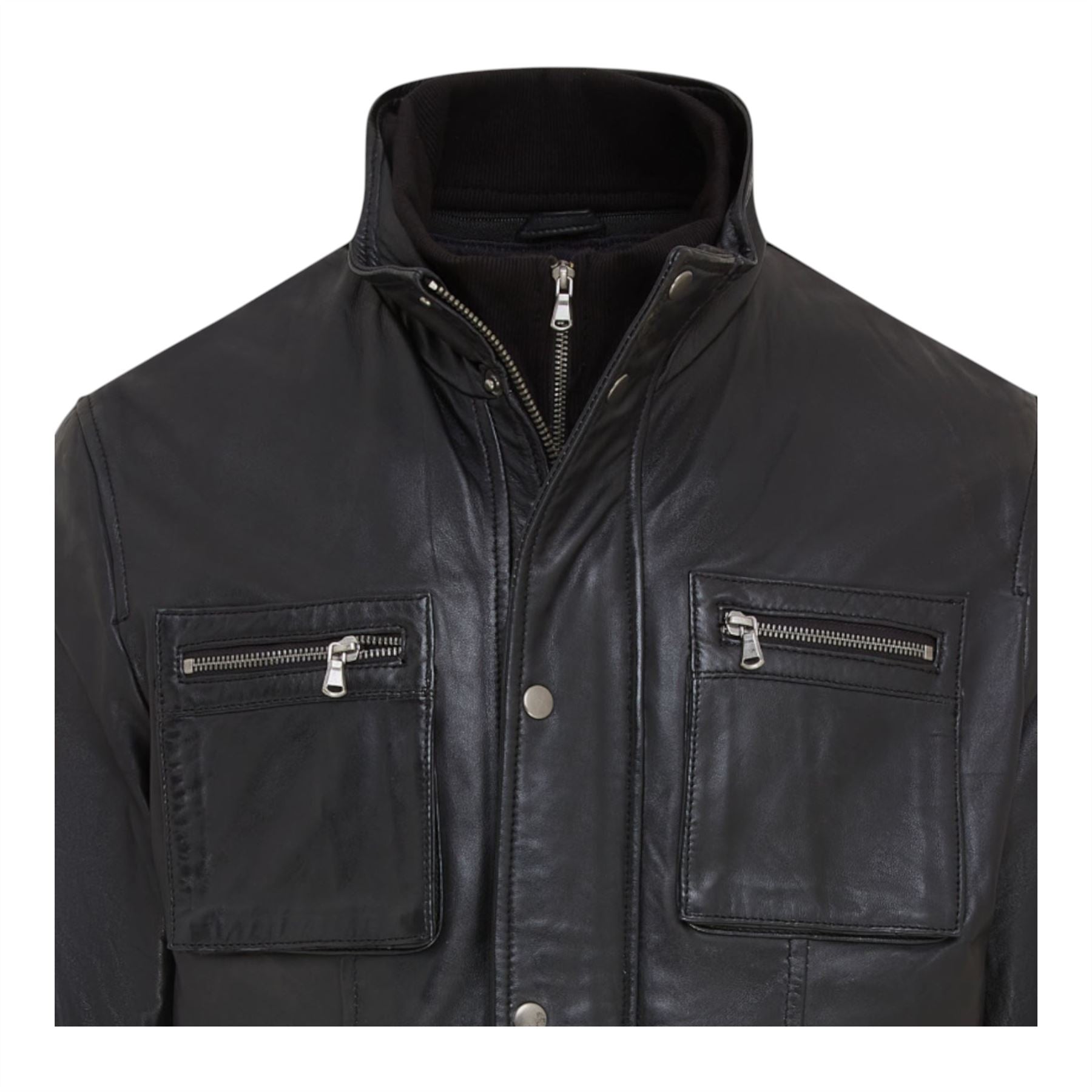 Men’s Leather Military Jacket Outwear Trenchcoat - Field