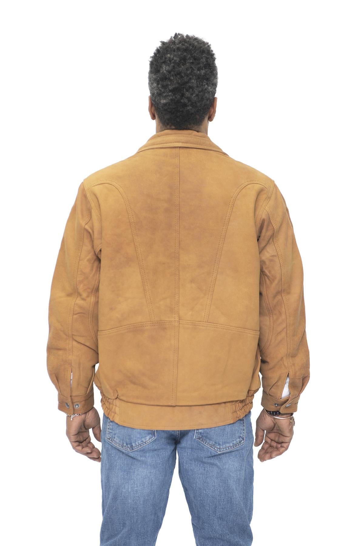 Mens Classic Harrington Bomber Leather Jacket-Minsk