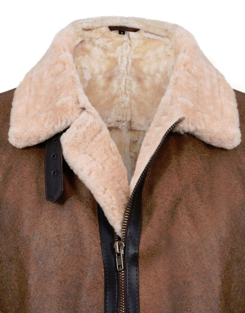 Mens Vintage Brown Sheepskin Aviator Jacket- KANSAS