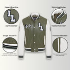 Mens Baseball Leather Letterman Bomber Jacket - Ashwood