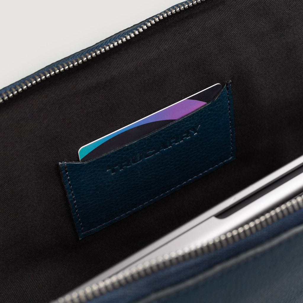 The Baxter Midnight Blue Leather Laptop Sleeve