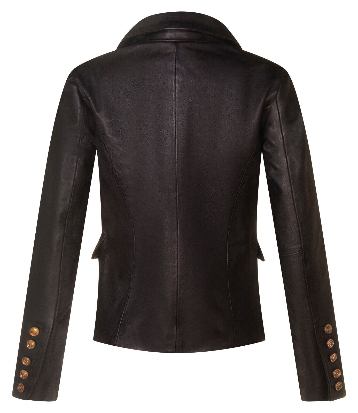 Womens Leather Military Blazer Jacket-Aalborg