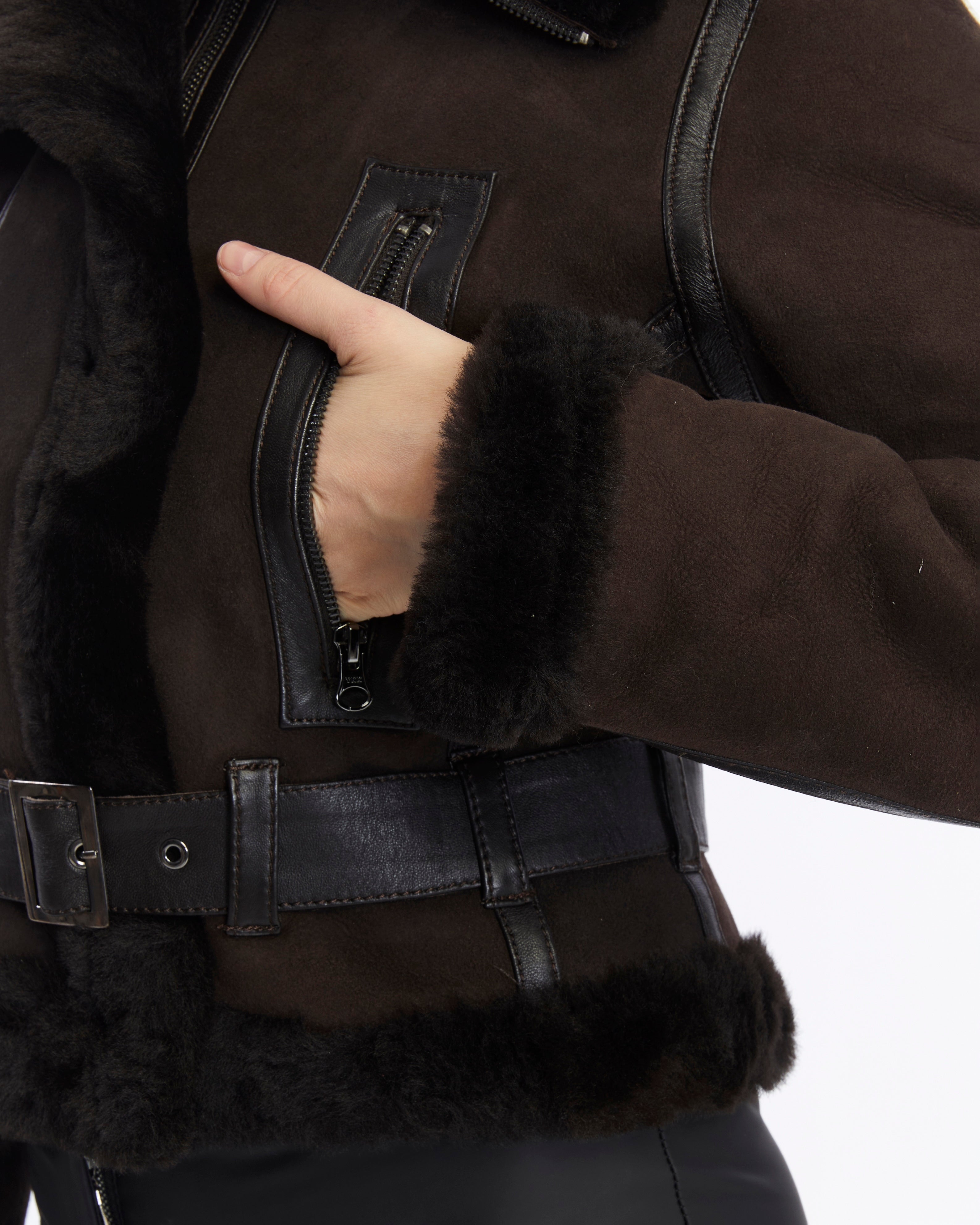 Women's Shearling Jacket, Brown