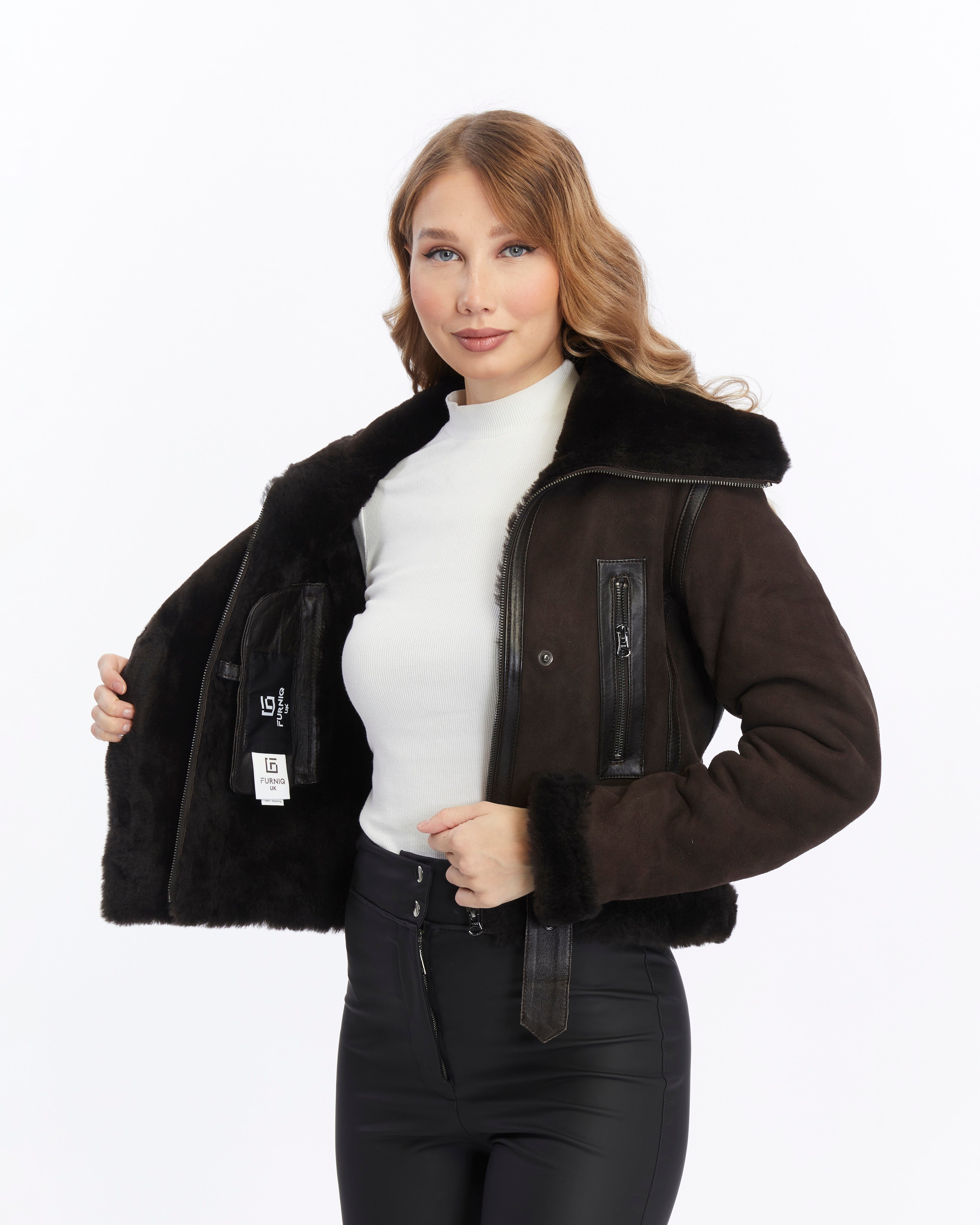 Women's Shearling Jacket, Brown