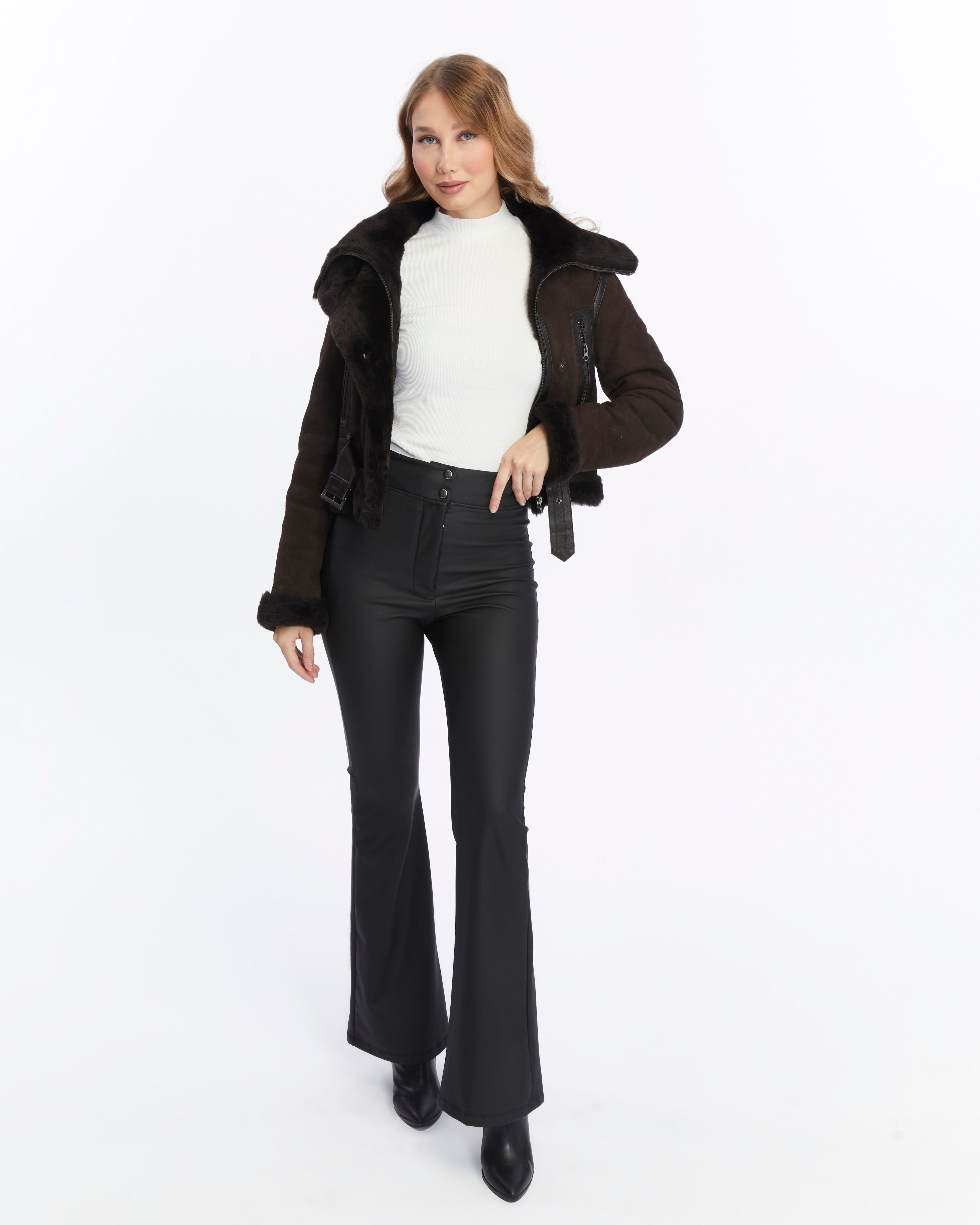 Women's Shearling Jacket, Brown
