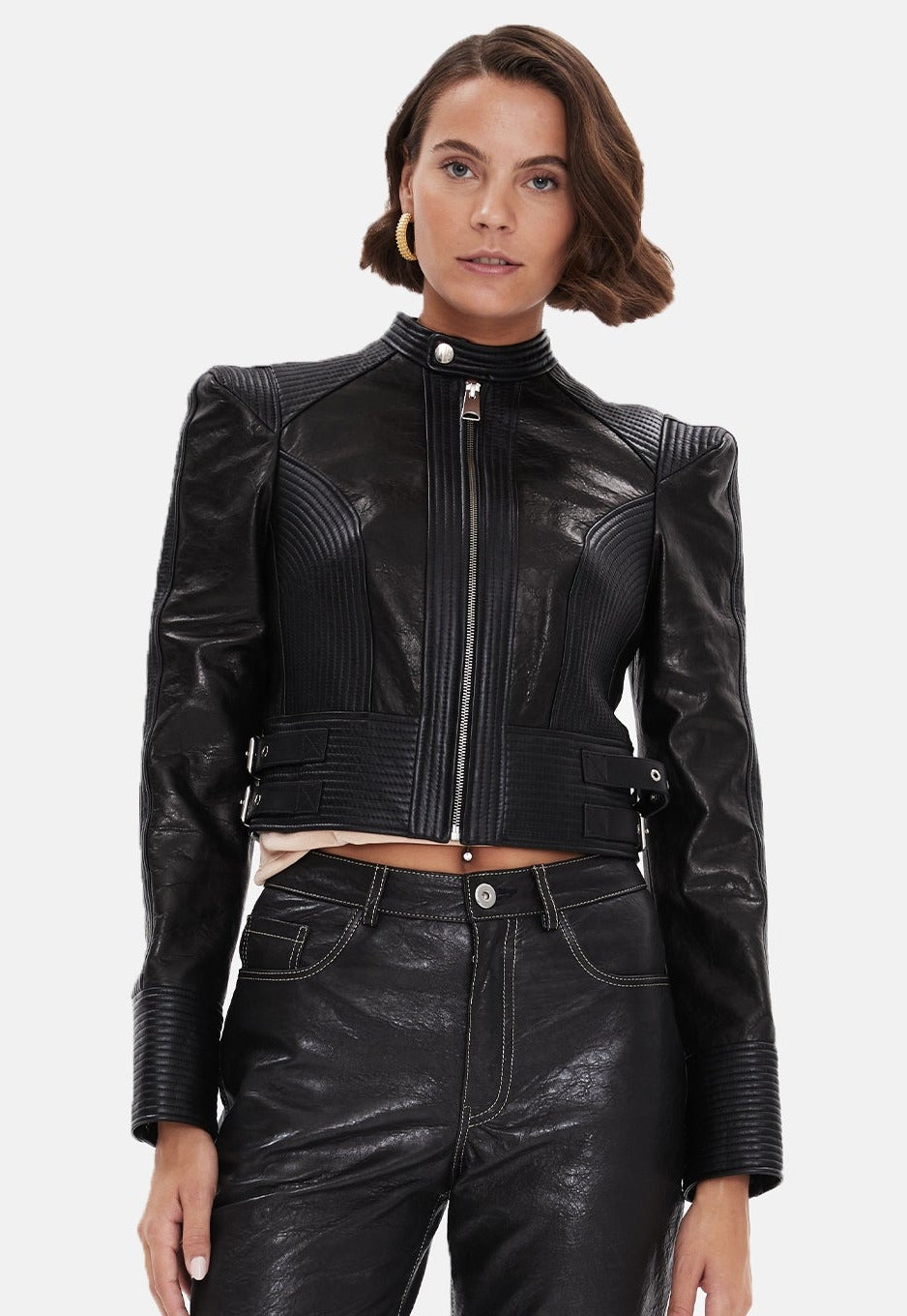 Women's Leather Fashion Biker, Black