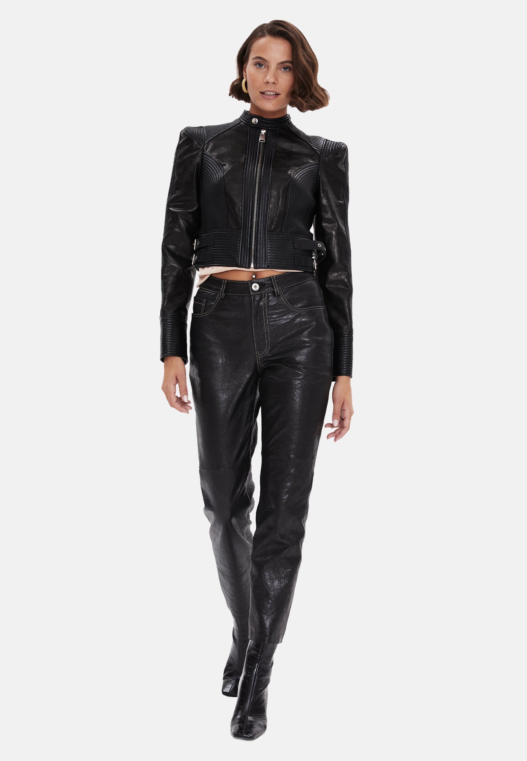 Women's Leather Fashion Biker, Black