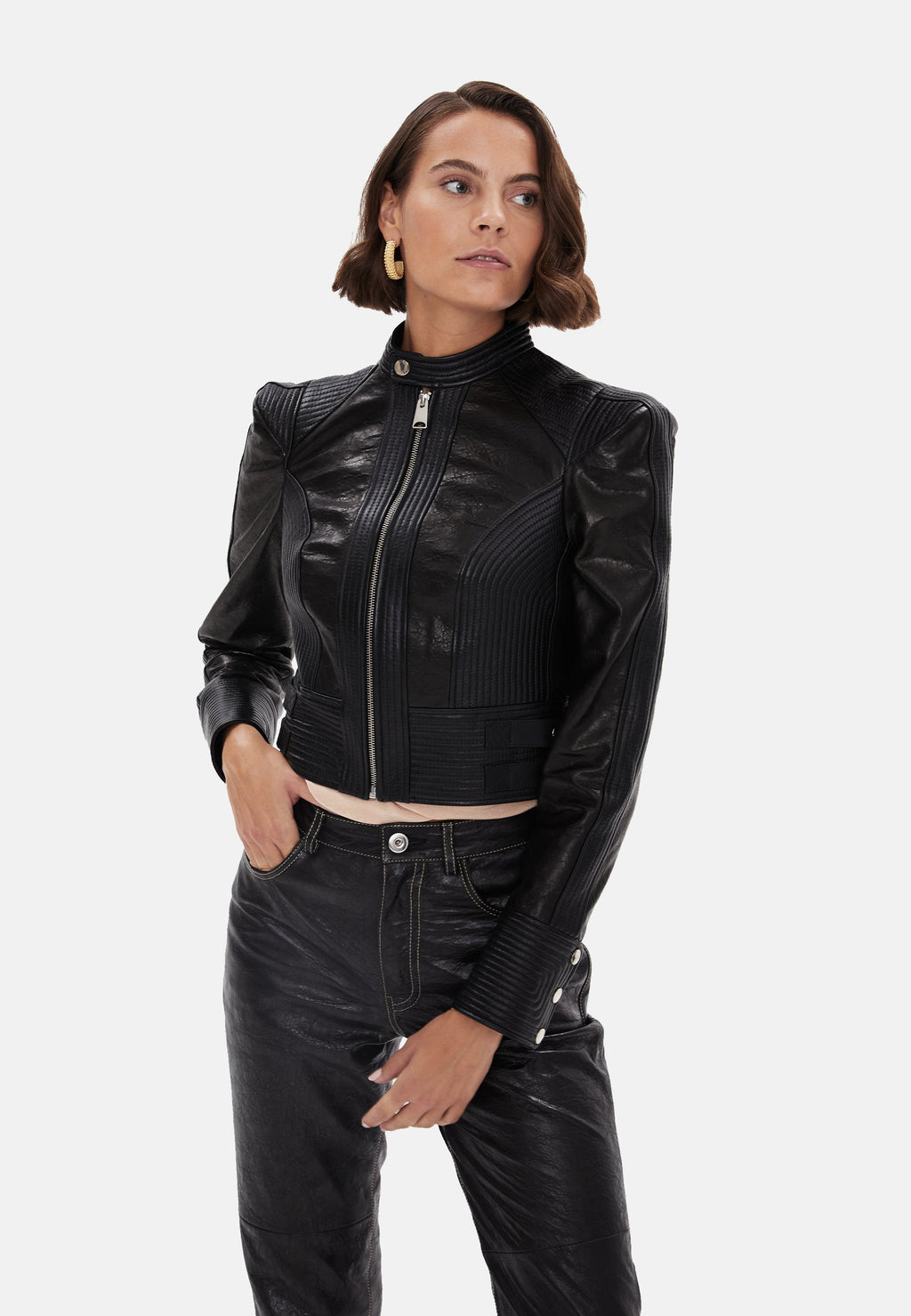 Women's Leather Fashion Biker, Black