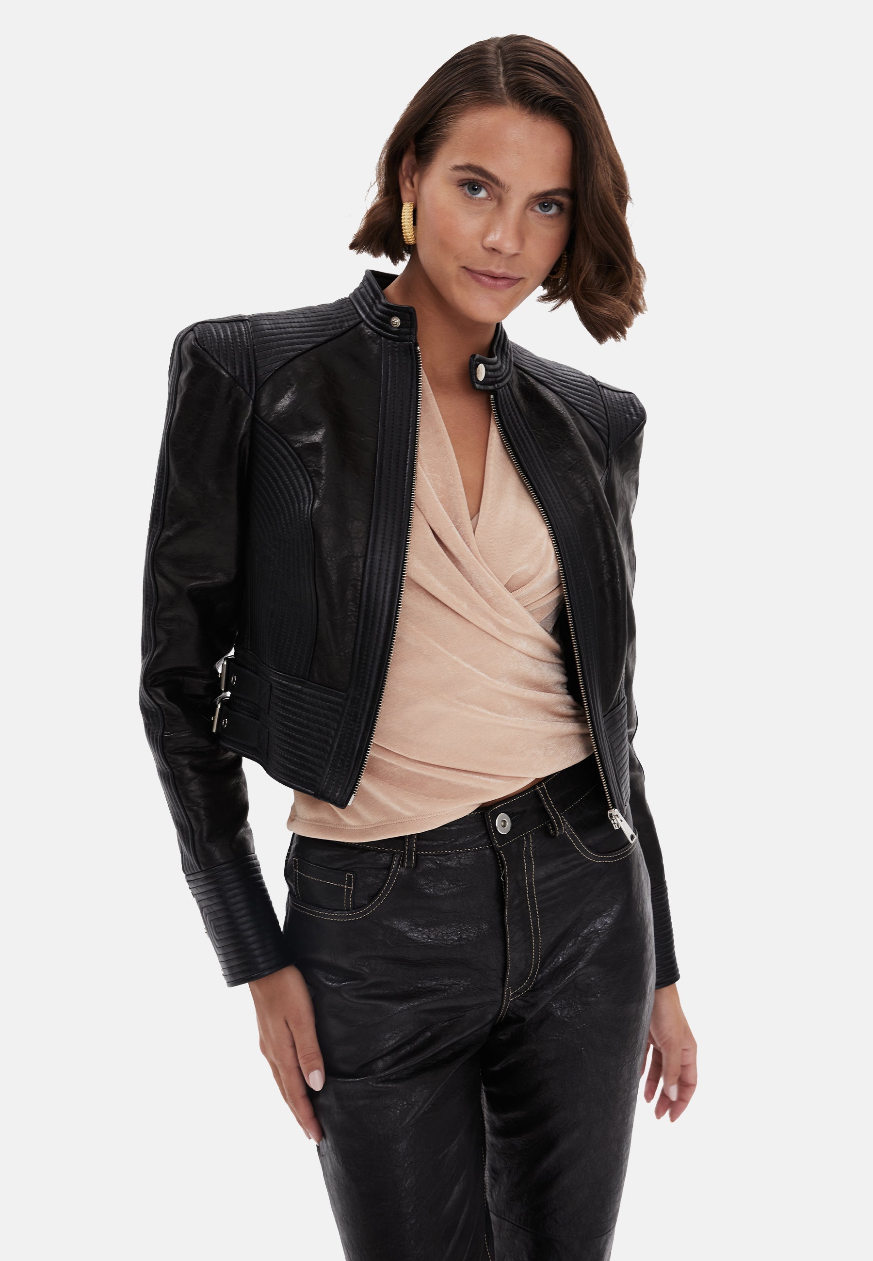 Women's Leather Fashion Biker, Black