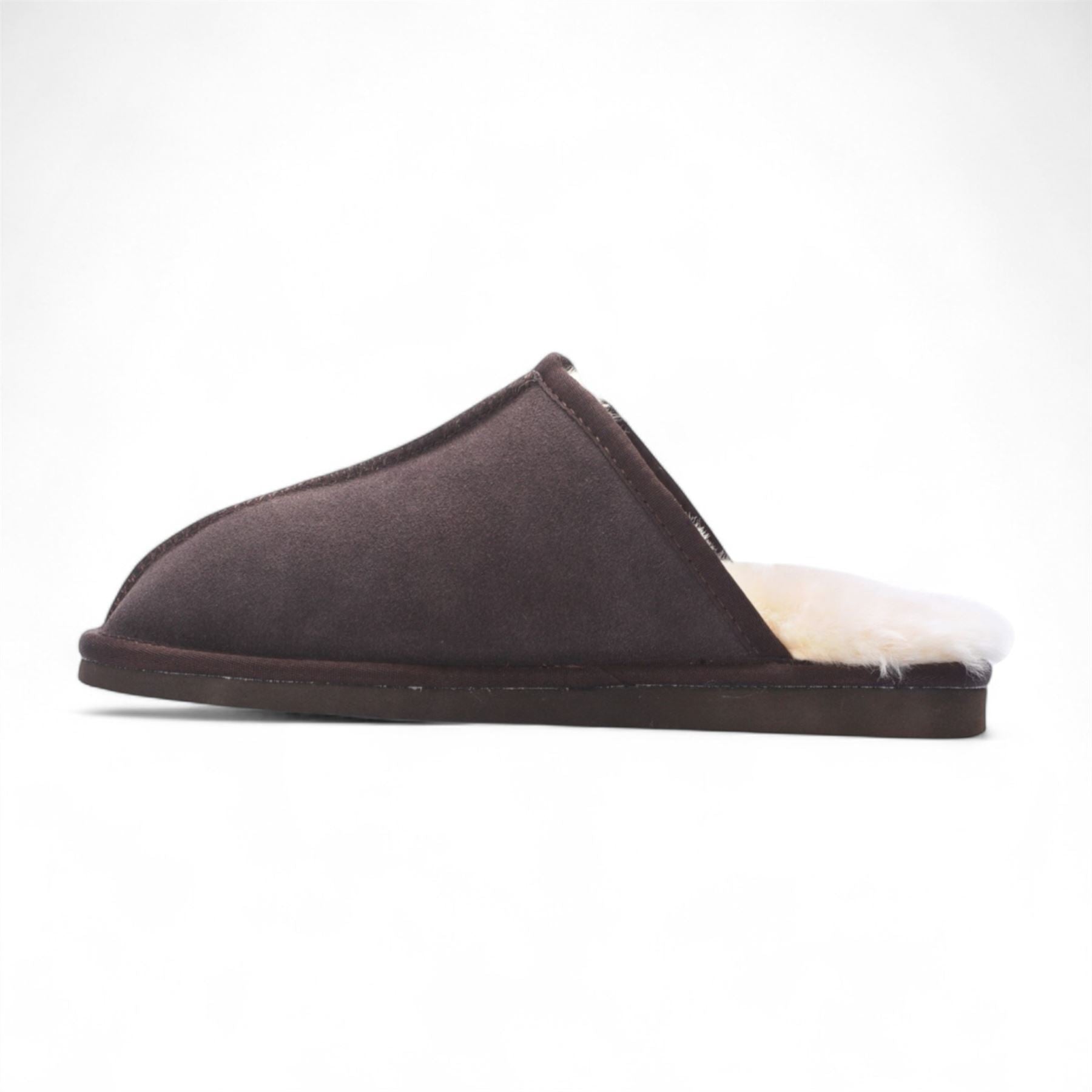 Men's Genuine Sheepskin Brown Suede Mule Winter Warm Non-Slip - Highland