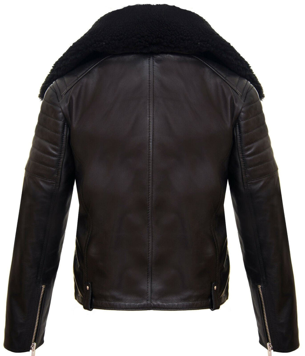 Kids Jackets Boys 100% Leather Detachable Collar Biker Jackets (3-13 Years)