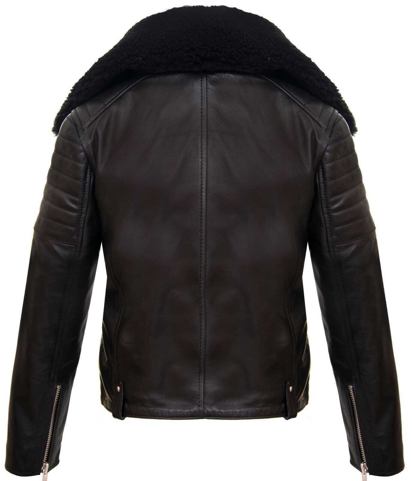 Kids Jackets Boys 100% Leather Detachable Collar Biker Jackets (3-13 Years)