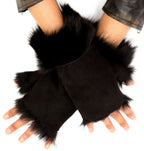 Womens Shearling  Mittens Fingerless Cuffs Toscana Suede Sheepskin Fur
