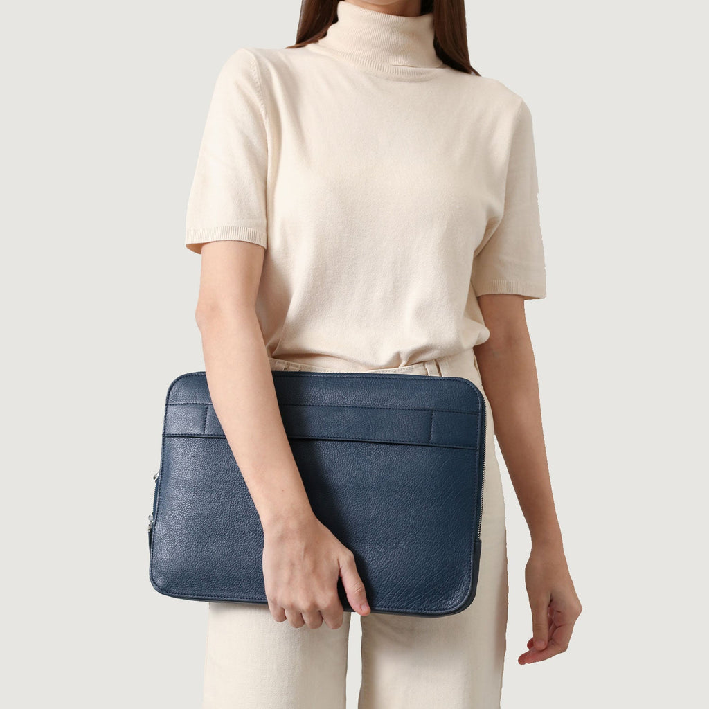 The Baxter Midnight Blue Leather Laptop Sleeve
