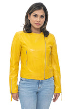 Womens Collarless Biker Jacket-Padova