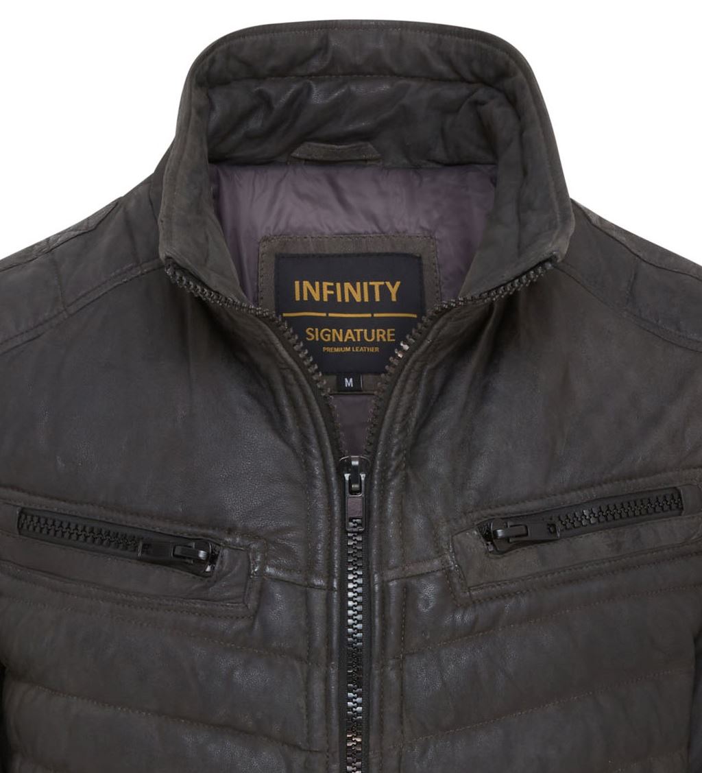 Mens Quilted Puffer Leather Bomber Jacket - Torpoint