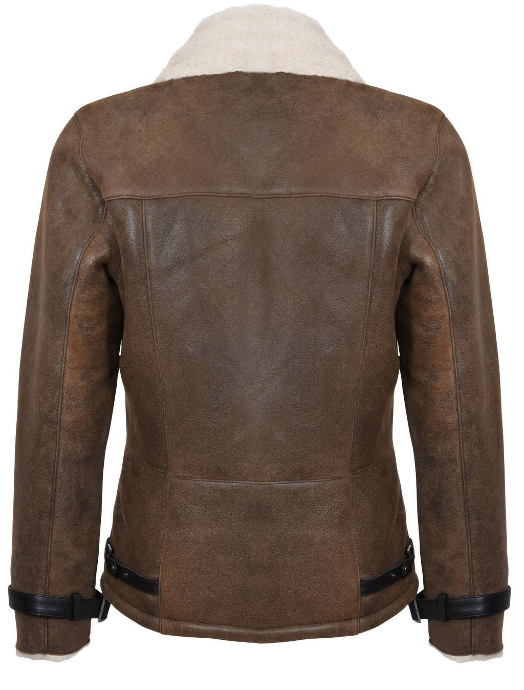 Mens Double Breasted Sheepskin Leather Biker Jacket-Manila